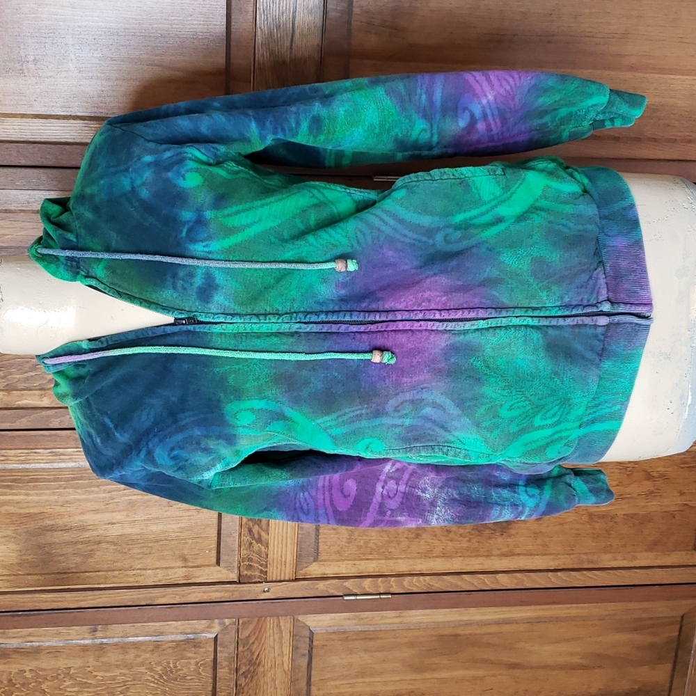 Greater Good Tye Dye Hooded Sweatshirt Jacket Sz M